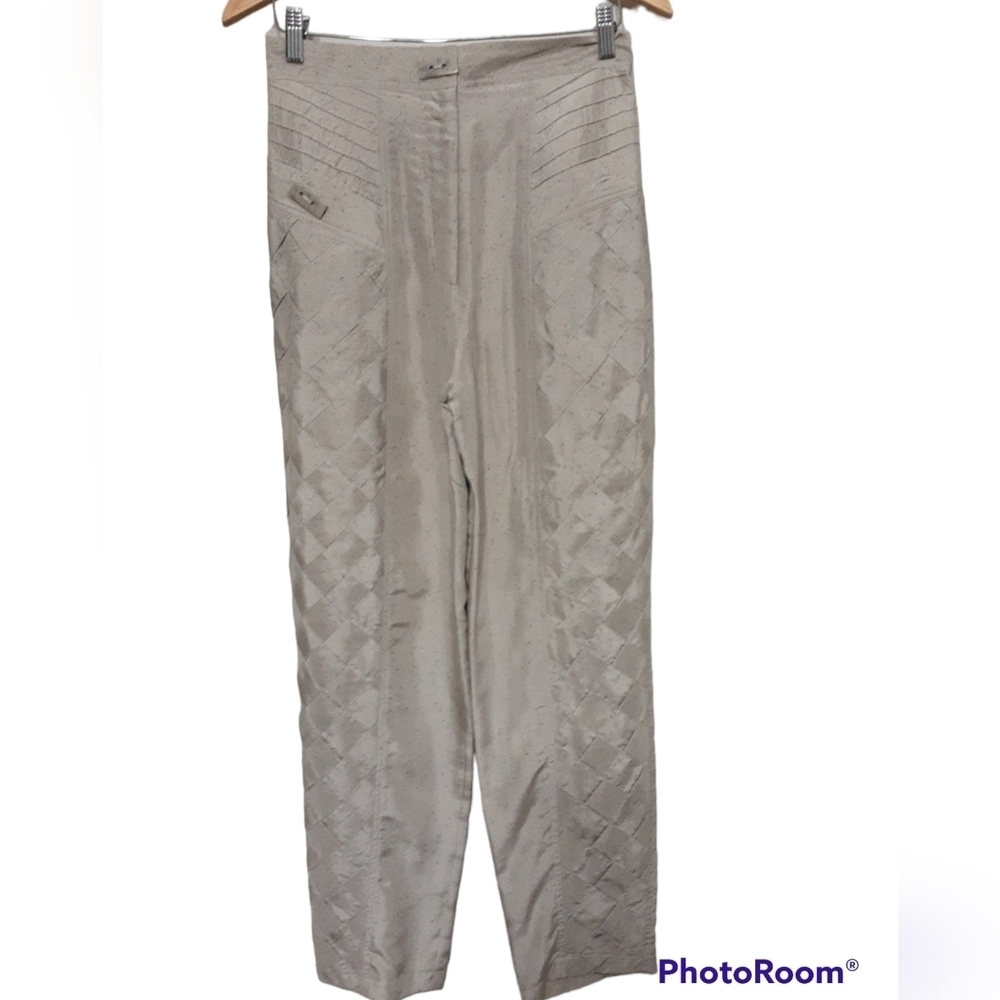 Vera Crutiva pant women high waist 100% silk in size 10